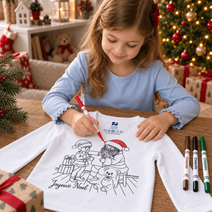 T-shirt à colorier Édition Noël | Cadeau créatif et magique pour enfants