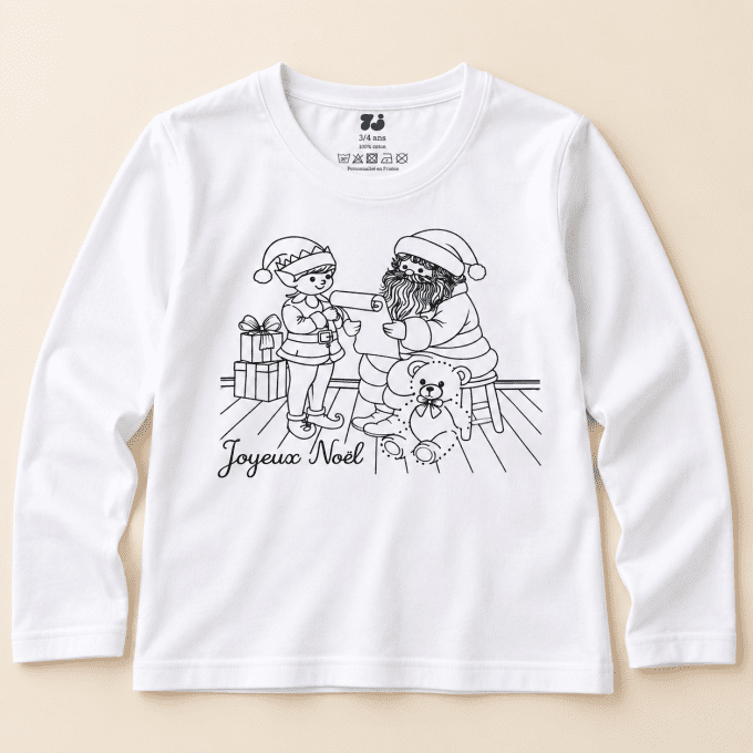 T-shirt à colorier Édition Noël | Cadeau créatif et magique pour enfants