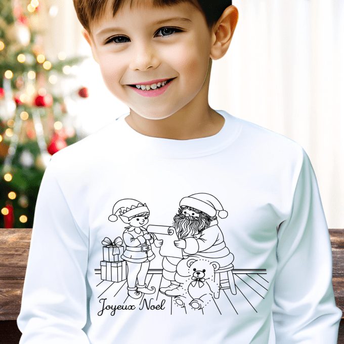 T-shirt à colorier Édition Noël | Cadeau créatif et magique pour enfants